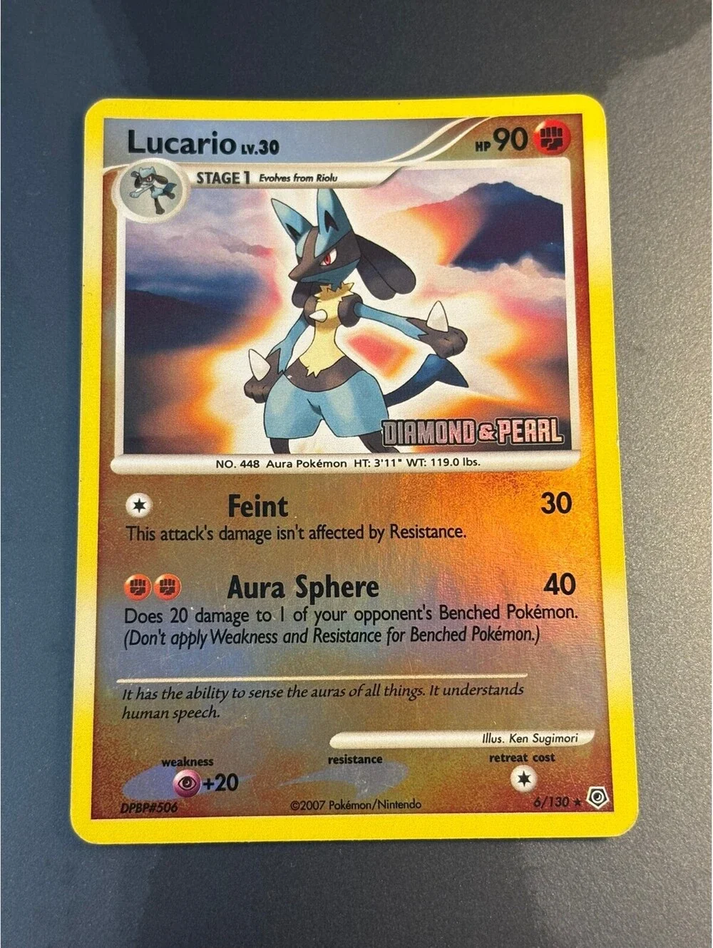 Lucario 6/130 Reverse Holo Diamond & Pearl 2007 Pokemon Card HoloDex 7.8